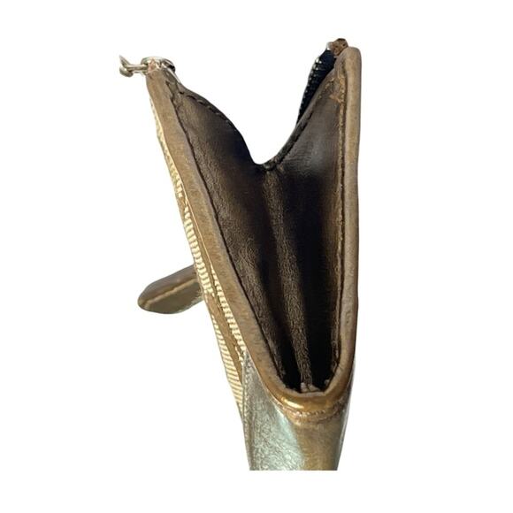 Coach Brown Signature Canvas & Bronze Leather Key Holder Card Case - Picture 3 of 7